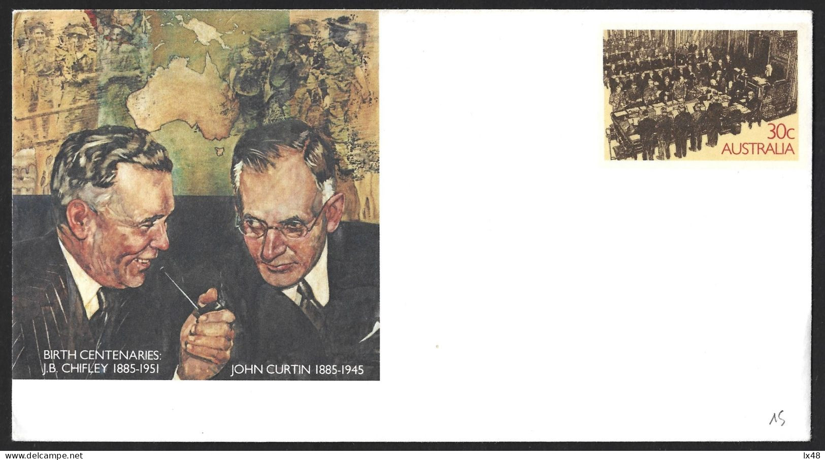 Carte Postal Australian World War II Politicians J.B. Chifley And John Curtin. Prime Ministers  Australia. Smoking Pipe. - Guerre Mondiale (Seconde)