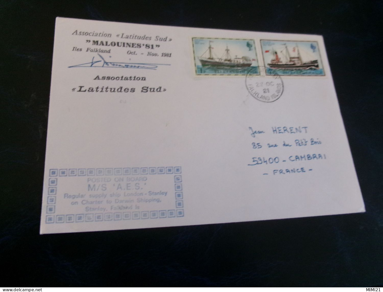 BELLE ENVELOPPE FALKLAND ISLANDS "ASSOCIATION LATITUDES SUD MALOUINES 81 ".. - Sonstige & Ohne Zuordnung