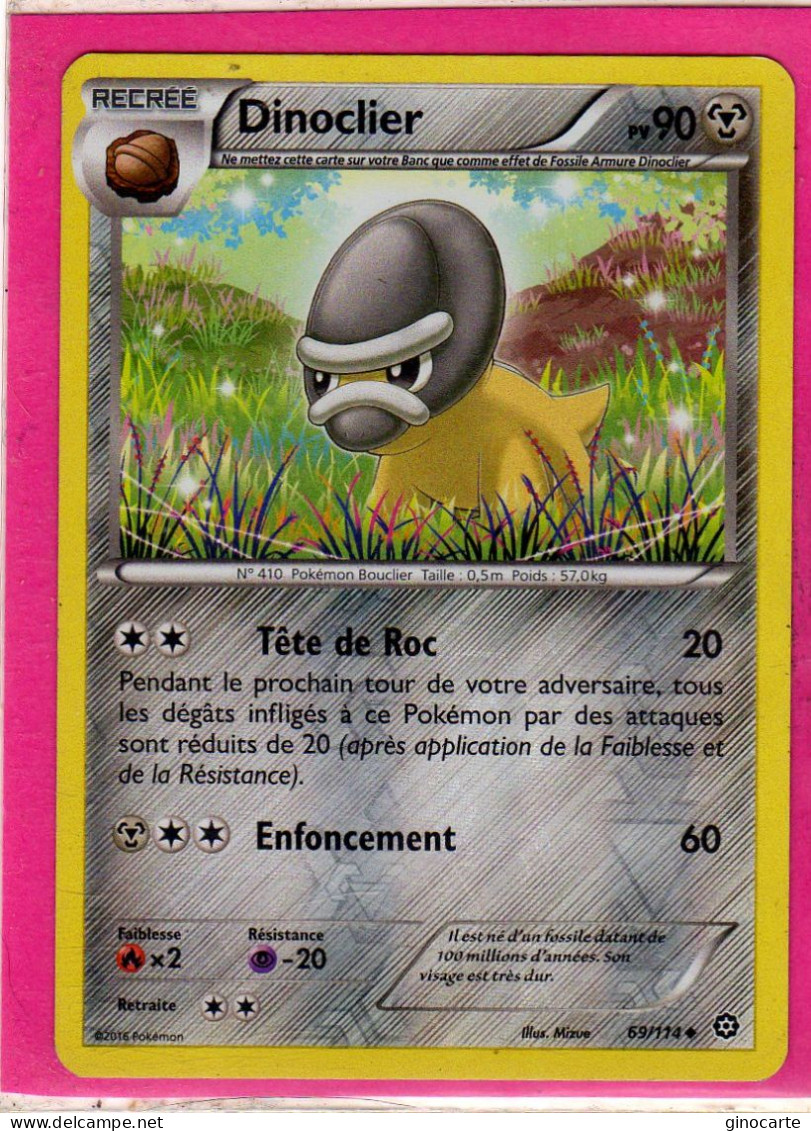 Carte Pokemon Francaise 2016 Xy Offencive Vapeur 69/114 Dinoclier 90pv Reverse Neuve - XY