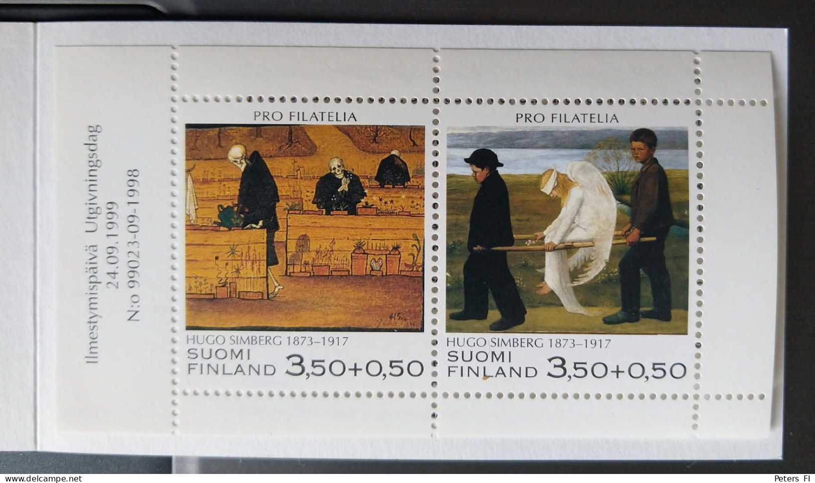 Finnland, Briefmarkenhäftchen Pro Filatelia 1999, 2 Gemälde, Postfrisch - Postzegelboekjes