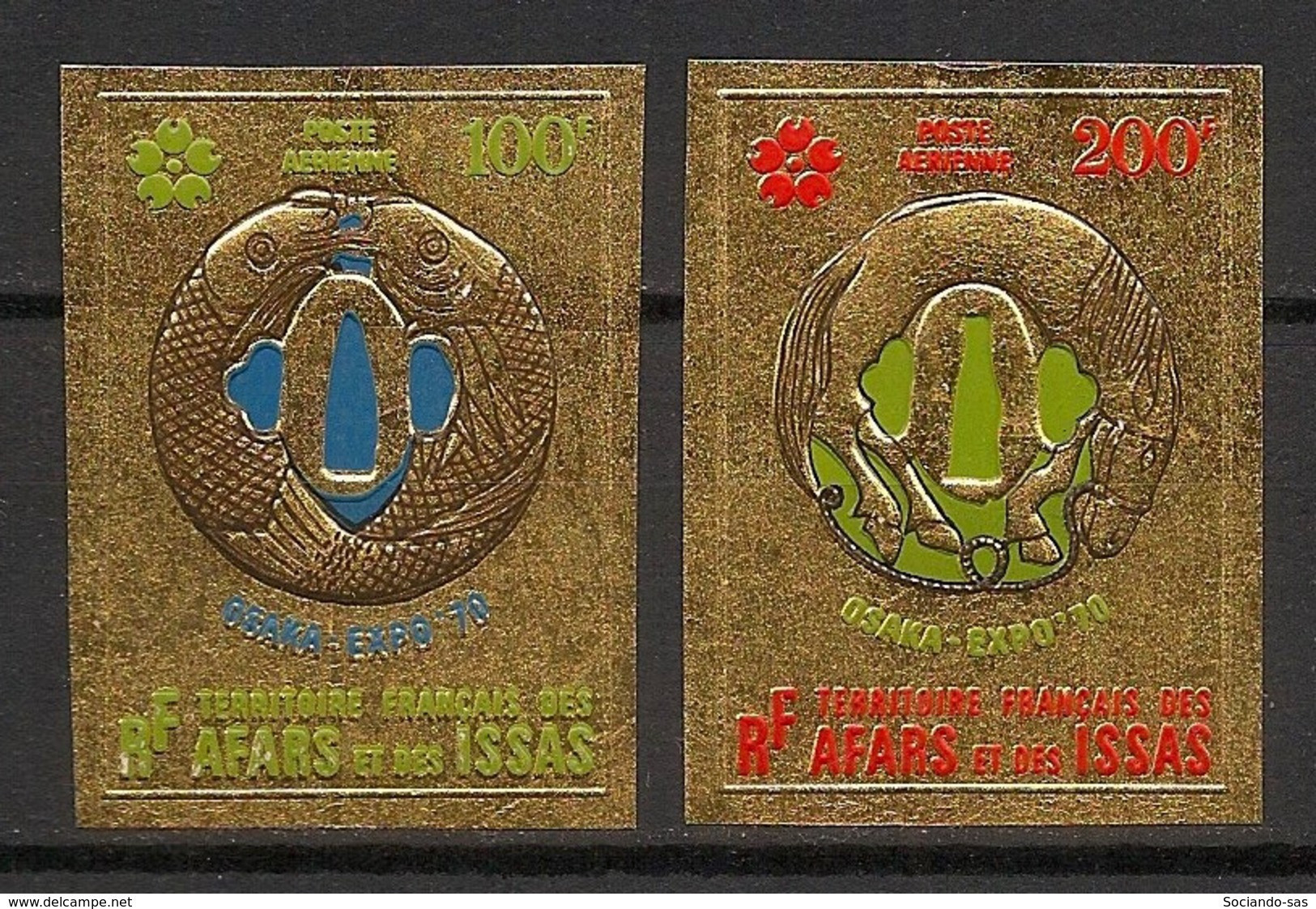 AFARS ET ISSAS - 1970 - PA N°YT. 64 à 65 - Osaka - GOLD - Non Dentelé / Imperf. - Neuf Luxe ** / MNH / Postfrisch - Neufs