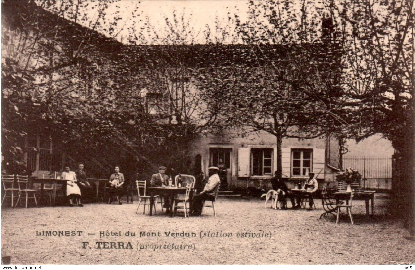 Limonest Carte De L'Hôtel Du Mont Verdun Station Estivale F. Terra Propriétaire Rhône Dos Vert Carte Ecrite Au Dos TB.E - Limonest