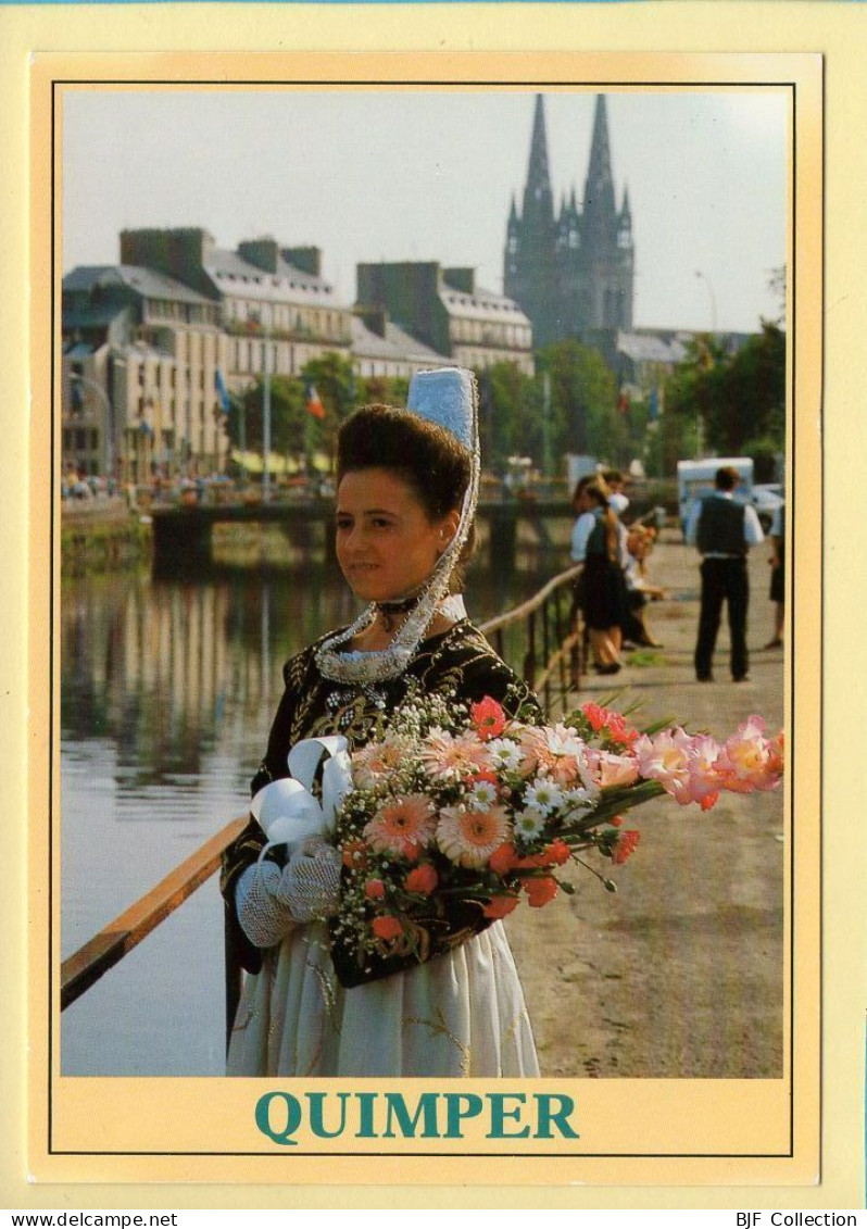 29. QUIMPER – Jeune Fille En Costume Régional / Cercle Folklorique De Plomelin / Fleurs (animée) - Quimper