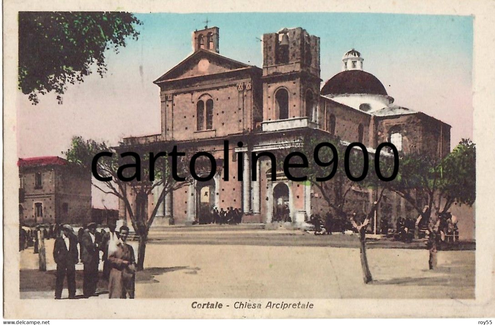 Calabria-catanzaro-cortale Piazza Italia Chiesa Arcipretale Di S.maria Maggiore Animata Veduta Anni 40 (f.piccolo) - Andere & Zonder Classificatie