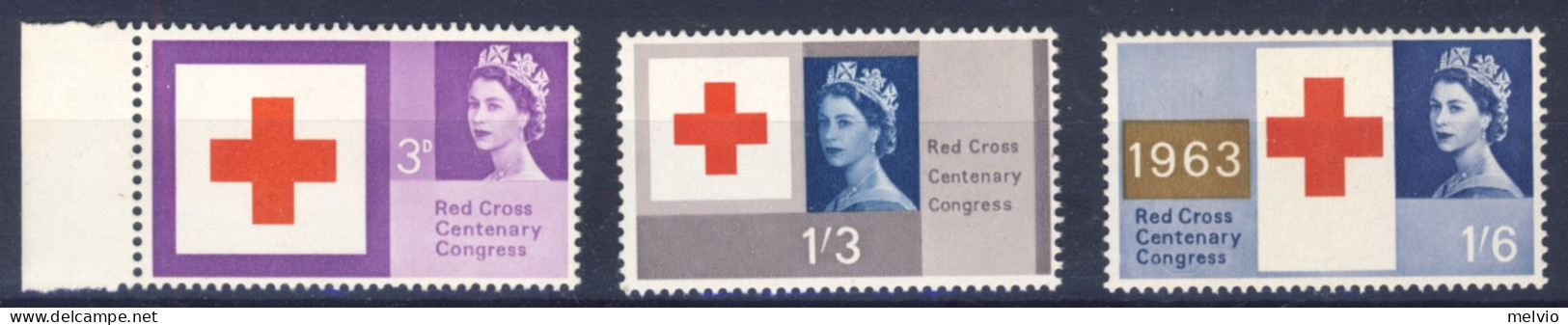 1963-Gran Bretagna (MNH=**) Serie 3 Valori Croce Rossa - Unused Stamps