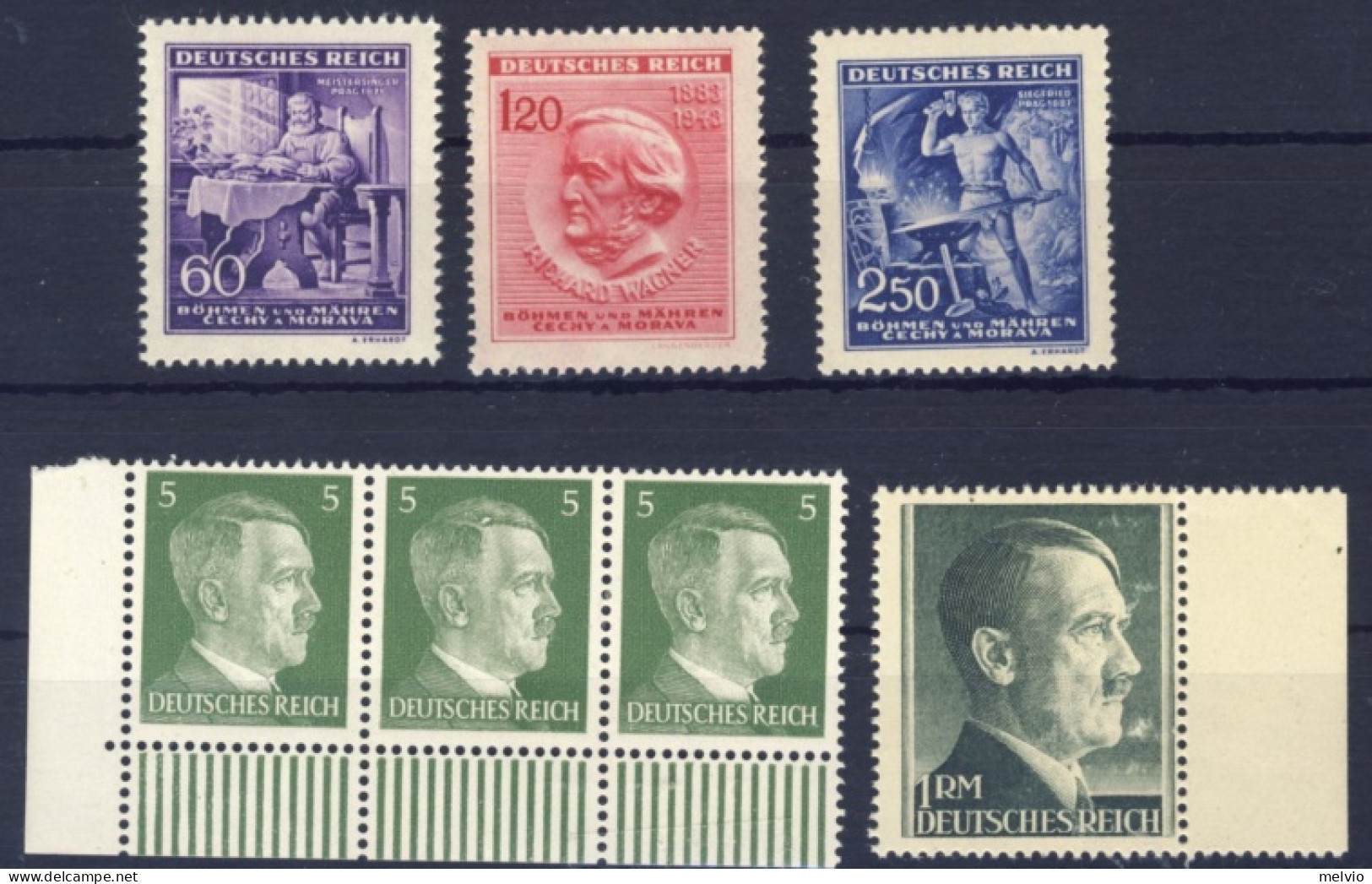 1930/40-Germania (MNH=**) Terzo Reich Lotticino Di 7 Valori - Ungebraucht