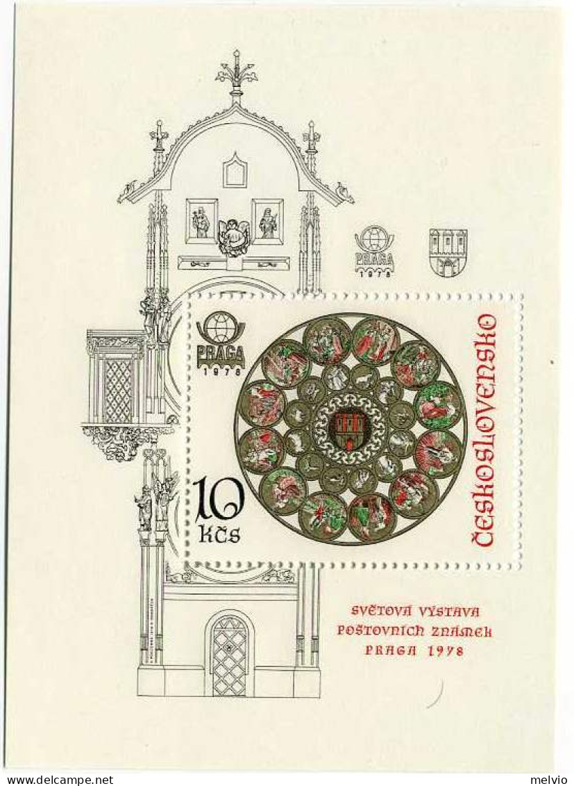 1978-Cecoslovacchia (MNH=**) Foglietto S.1v."esposizione Filatelica Internaziona - Sonstige & Ohne Zuordnung