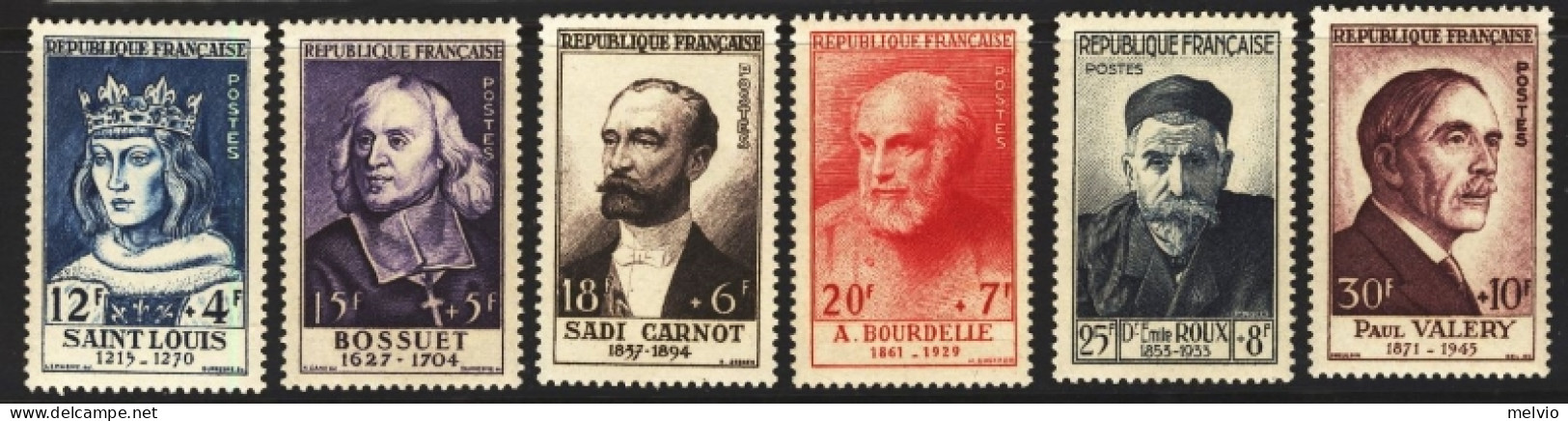 1954-Francia (MNH=**) S.6v.personaggi Famosi Famous Persons "Saint Louis, Bossue - Ungebraucht