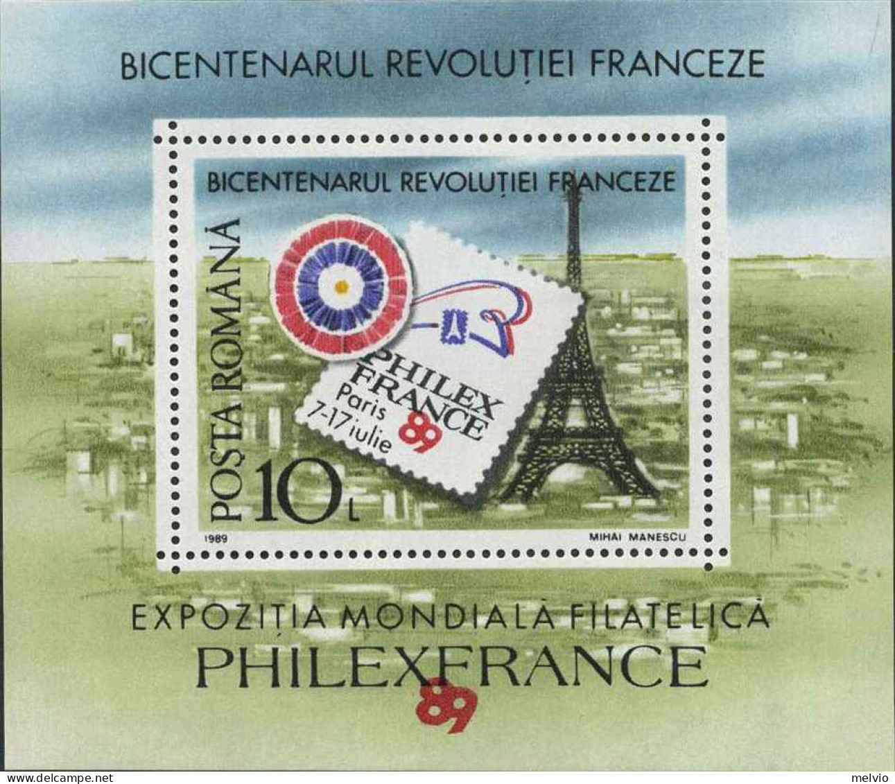 1989-Romania (MNH=**) Foglietto S.1v."bicentenario Della Rivoluzione Francese Ro - Andere & Zonder Classificatie