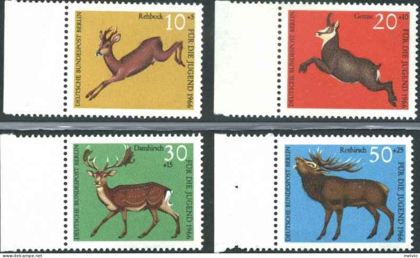 1966-Germania (MNH=**) S.4v."pro Gioventù Capriolo Camoscio Daino Cervo" - Neufs