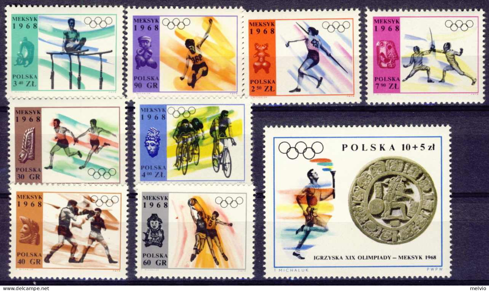 1967-Polonia (MNH=**) S.9v."Olimpiadi Messico" - Andere & Zonder Classificatie