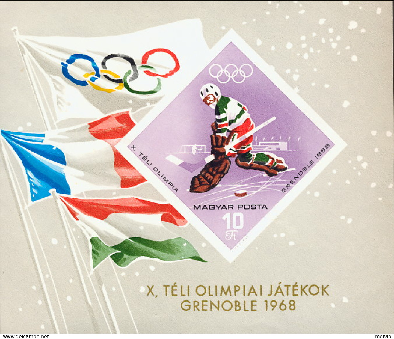1968-Ungheria (MNH=**) Foglietto S.1v. Non Dentellato " Olimpiadi Invernali Gren - Andere & Zonder Classificatie