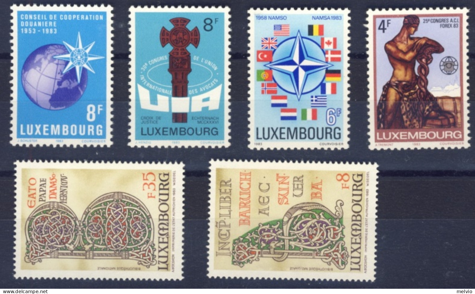 1983-Lussemburgo (MNH=**) 2 Serie 6 Valori Nato, Congresso Magistrati, Collabora - Other & Unclassified