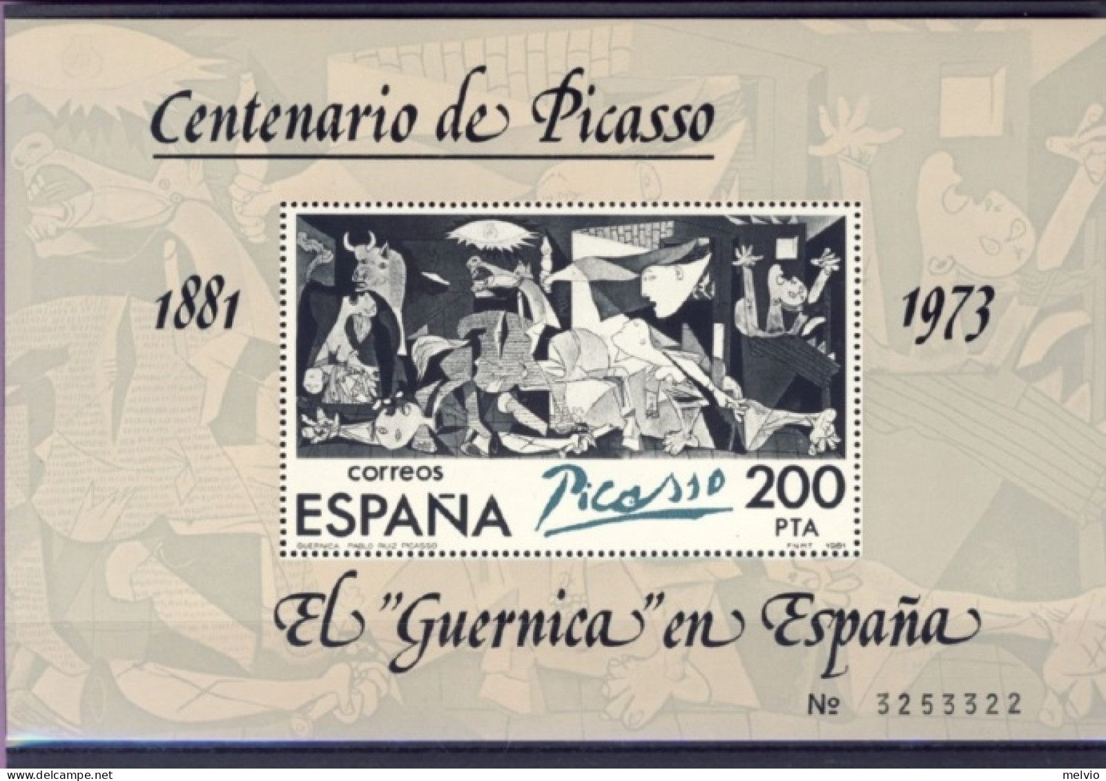 1981-Spagna (MNH=**) Foglietto 1 Valore Picasso, Guernica - Sonstige & Ohne Zuordnung