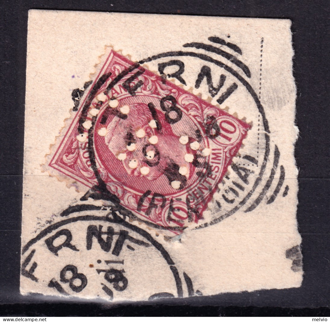 1908 (F=on Piece) PERFIN FAT (Fond. Acciaierie Terni) Su Frammento Affrancato Ef - Used