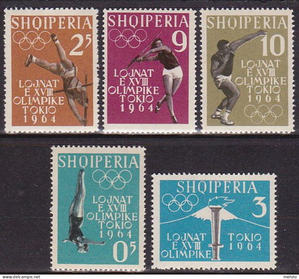 1962-Albania (MNH=**) S.5v." Olimpiadi Di Tokyo" - Albanie