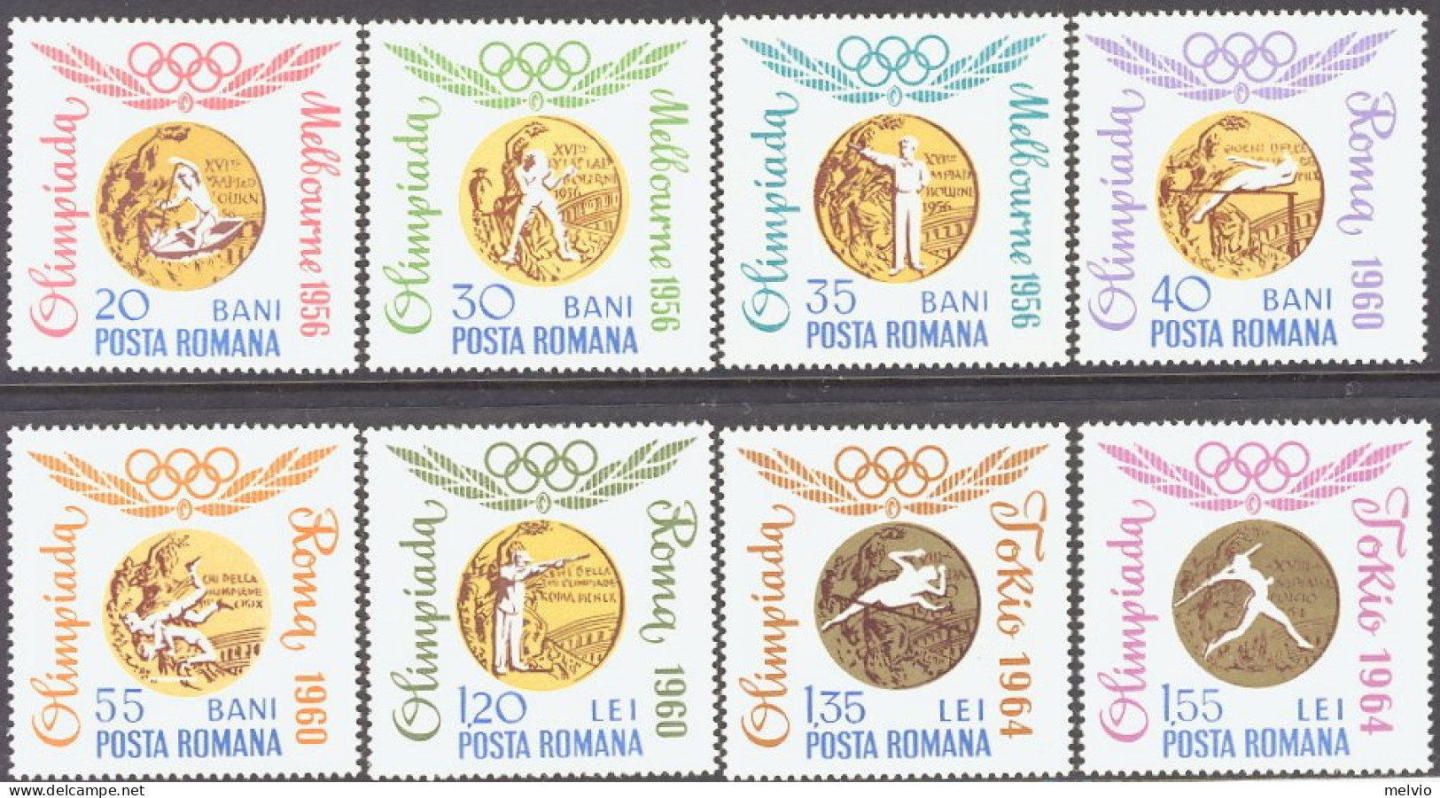 1964-Romania (MNH=**) S.8v." Olimpiadi Di Tokyo Medaglie D'oro Rumene" - Sonstige & Ohne Zuordnung