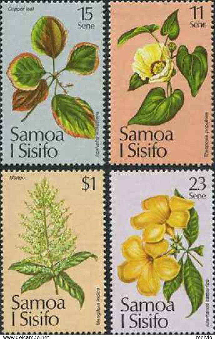 1981-Samoa (MNH=**) S.4v."Natale,fiori" - Samoa