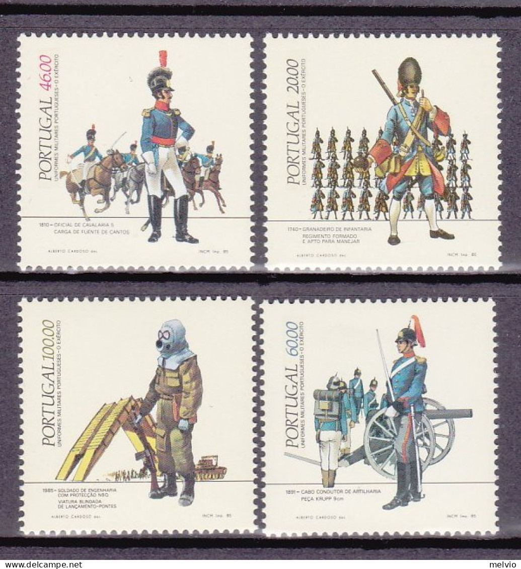 1985-Portogallo (MNH=**) S.4v."Uniformi Militari" - Other & Unclassified