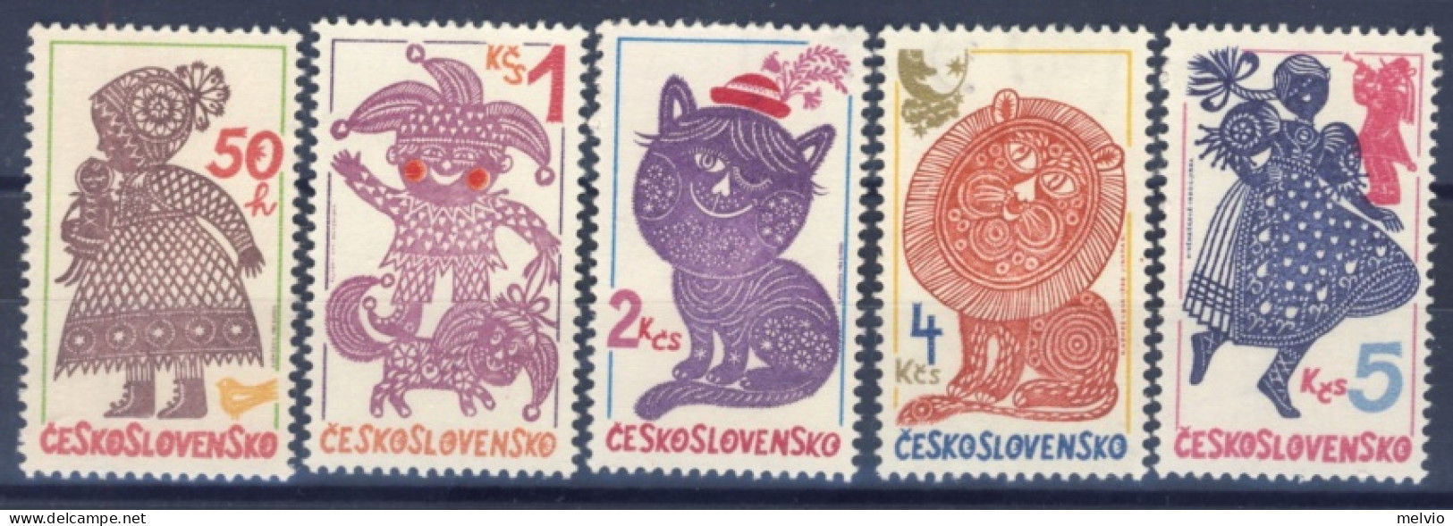 1980-Cecoslovacchia (MNH=**) Serie 5 Valori Arte Ricami - Andere & Zonder Classificatie