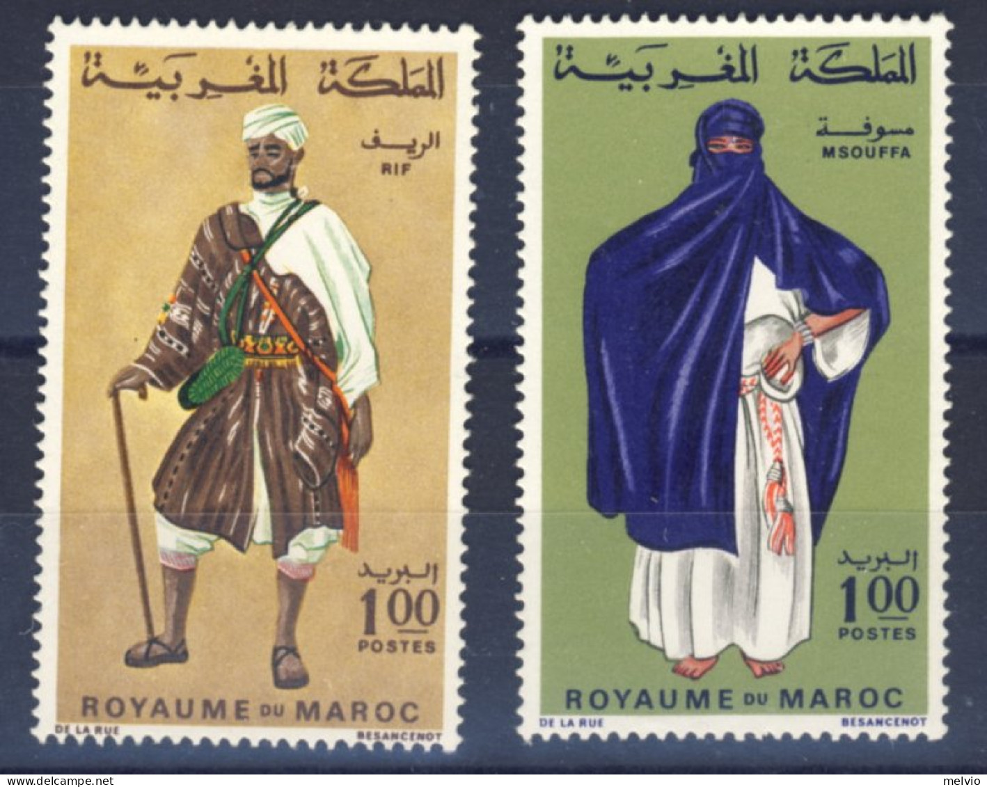 1968-Marocco (MNH=**) Serie Due Valori Costumi Tradizionali - Morocco (1956-...)