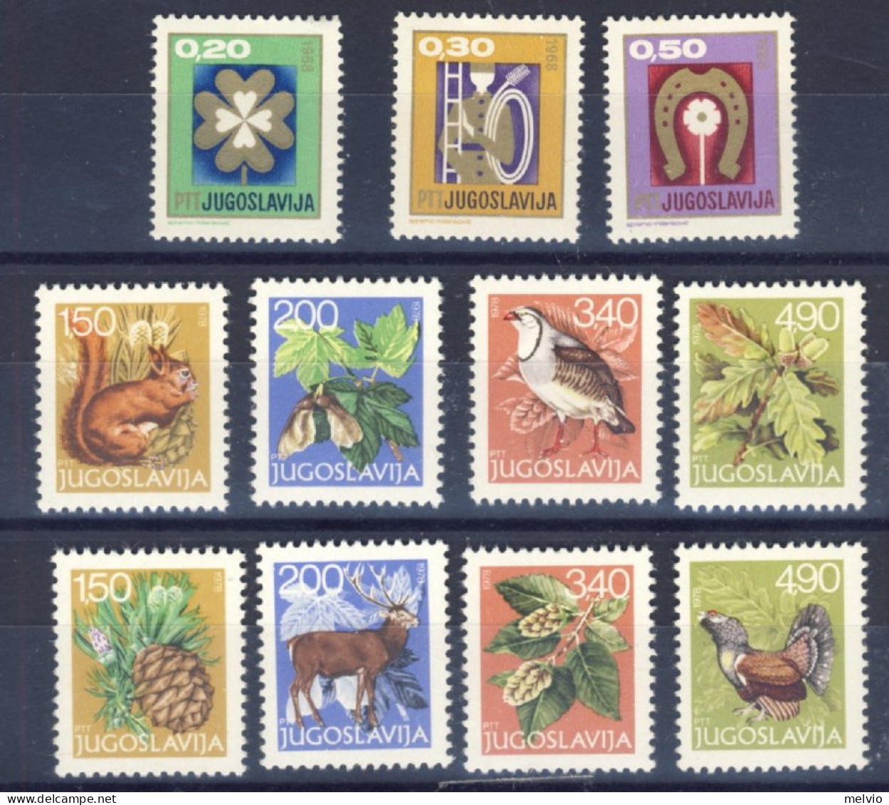 1968/78-Jugoslavia (MNH=**) 2 Serie 11 Valori Amuleti,fauna E Flora - Sonstige & Ohne Zuordnung