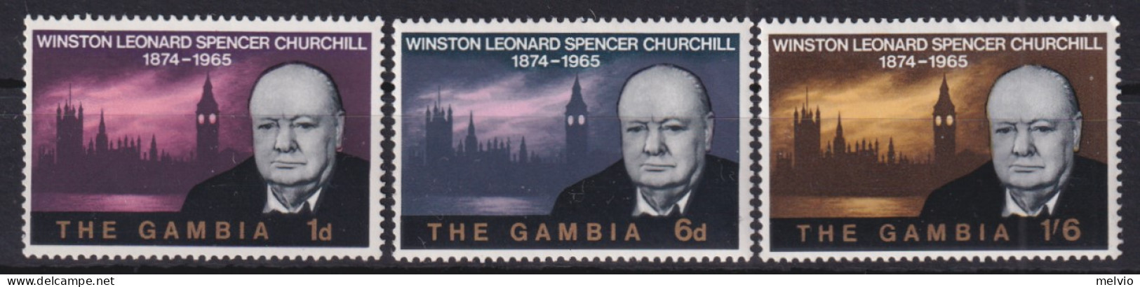 1966-Gambia (MNH=**) S.3v."Churchill E La Casa Del Parlamento Britannico" - Gambia (1965-...)