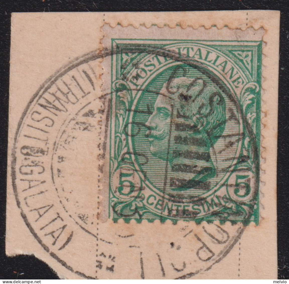 1909-Italia (F=on Pierce) 5c.Leoni Con Annullo Completo Di Costantinopoli Transi - Used