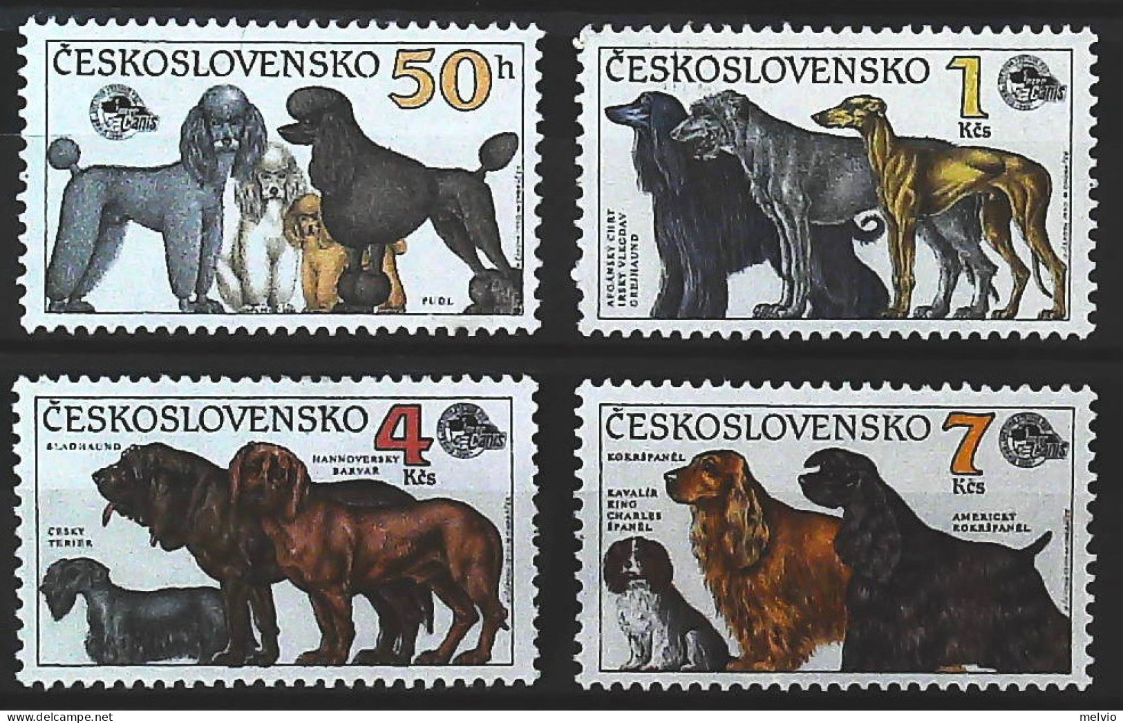 1990-Cecoslovacchia (MNH=**) Serie 4 Valori Cani - Andere & Zonder Classificatie