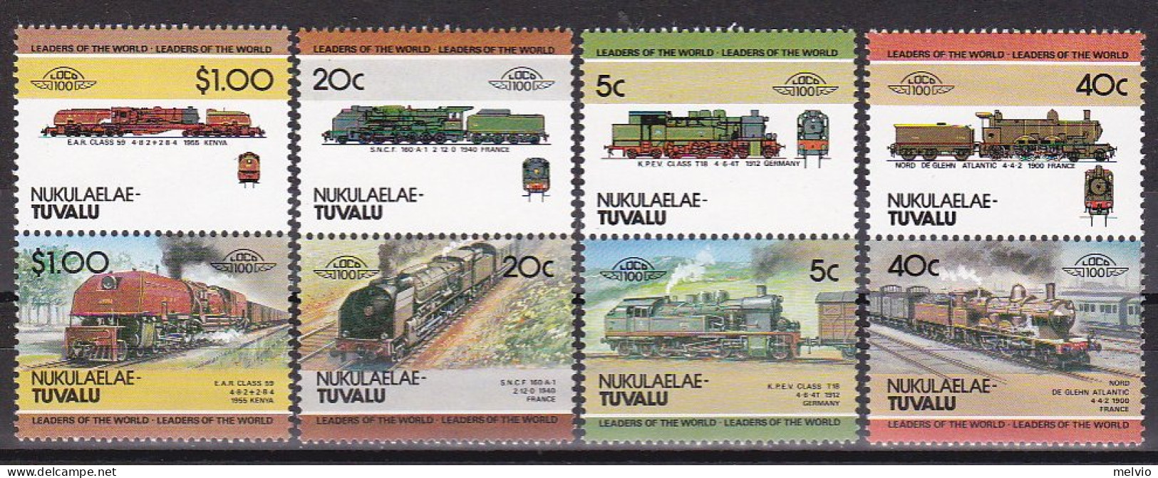 1986-Nukulaelae Tuvalu (MNH=**) S.8v."Locomotive" - Tuvalu
