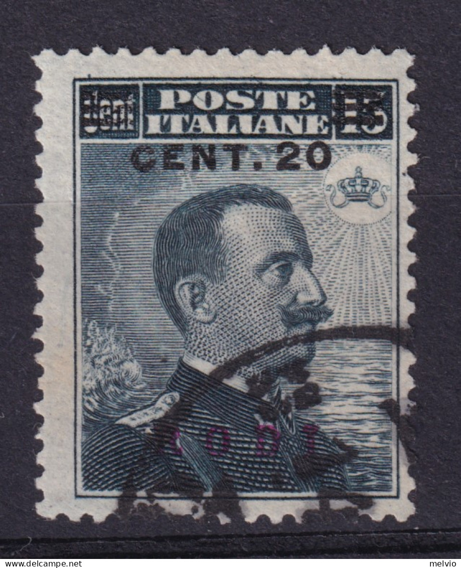 1916-RODI Fr.llo C.20/c.15 Soprastampato (Sassone 8) Usato - Egeo (Rodi)