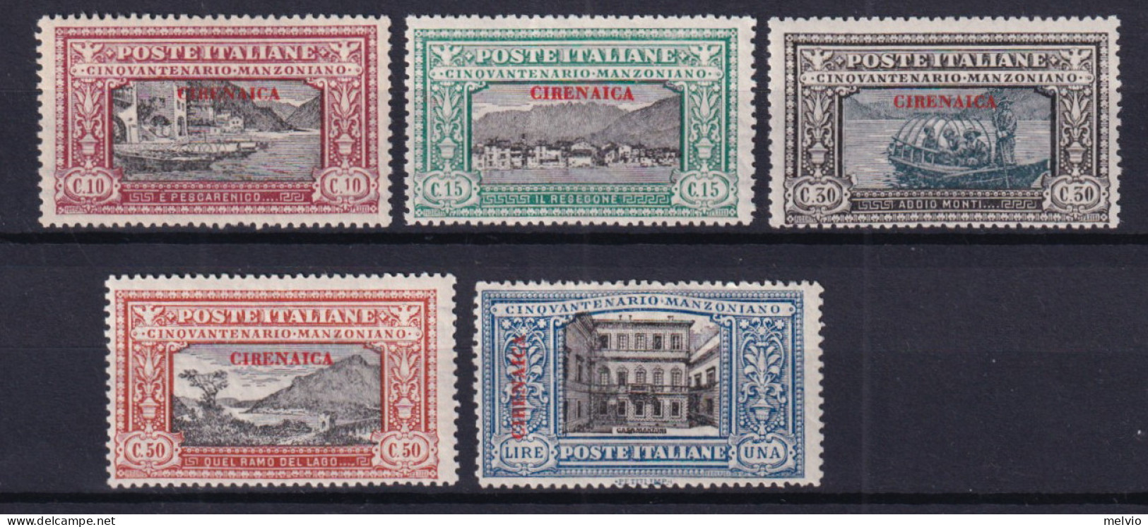 1924 (MNH=**) CIRENAICA Manzoni I Primi Cinque Valori (Sassone 11/15) Nuovi Gomm - Cirenaica