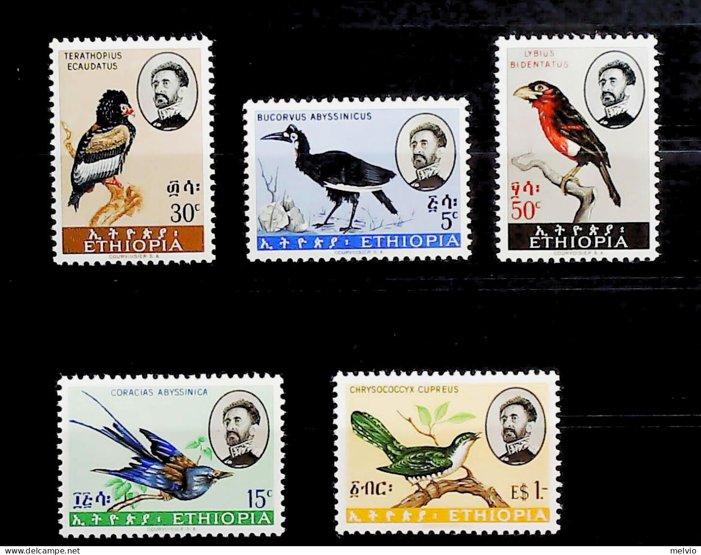 1962-Etiopia (MNH=**) Serie 5 Valori Uccelli - Ethiopie