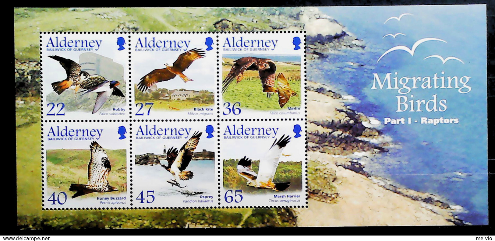 2002-Alderney (MNH=**) Foglietto 6 Valori Uccelli - Alderney