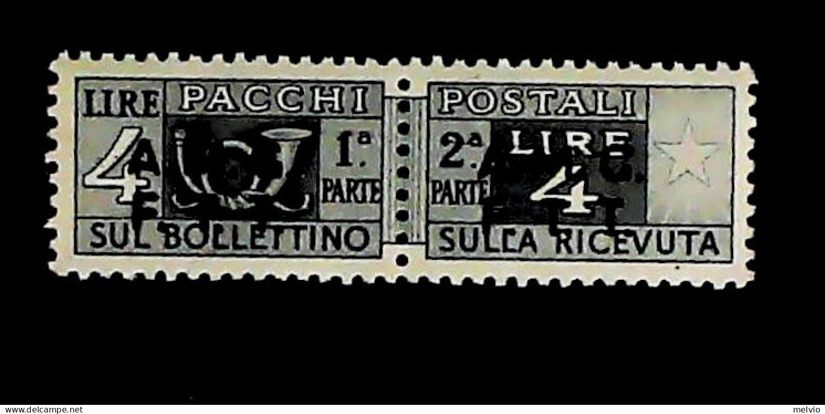 1947-Trieste AMG-FTT (MNH=**) Pacchi L.4 Con Forte Decalco Della Soprastampa - Neufs