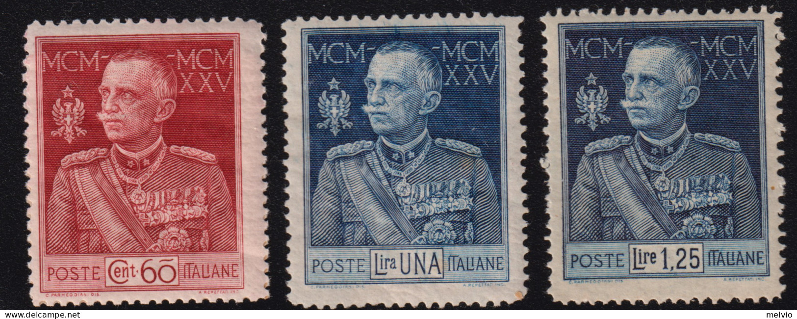 1925/6-Italia (MNH=**) Serie 3 Valori Giubileo (186/8) - Mint/hinged