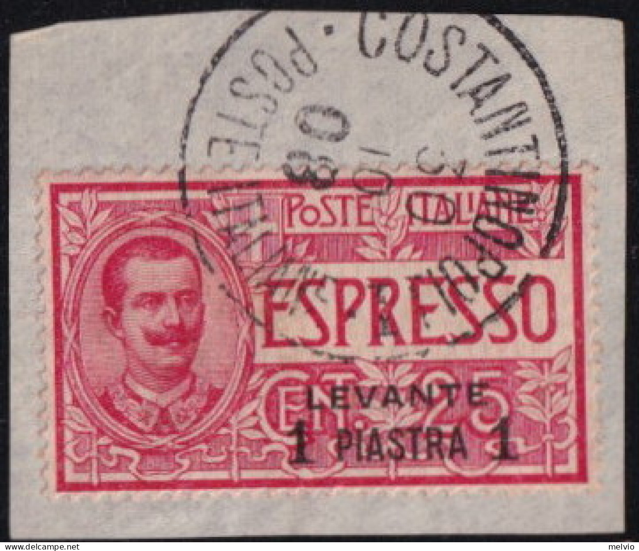 1908-Albania (F=on Piece) 1pi.su 25c. Rosa - European And Asian Offices