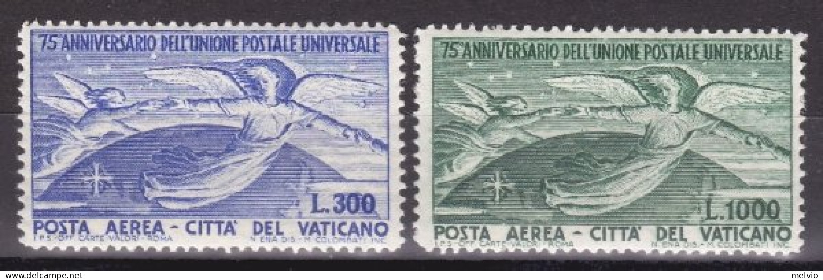 1949-Vaticano (MNH=**) Posta Aerea S.2v."75 Anniversario Dell'U.P.U."cat.Sassone - Autres & Non Classés