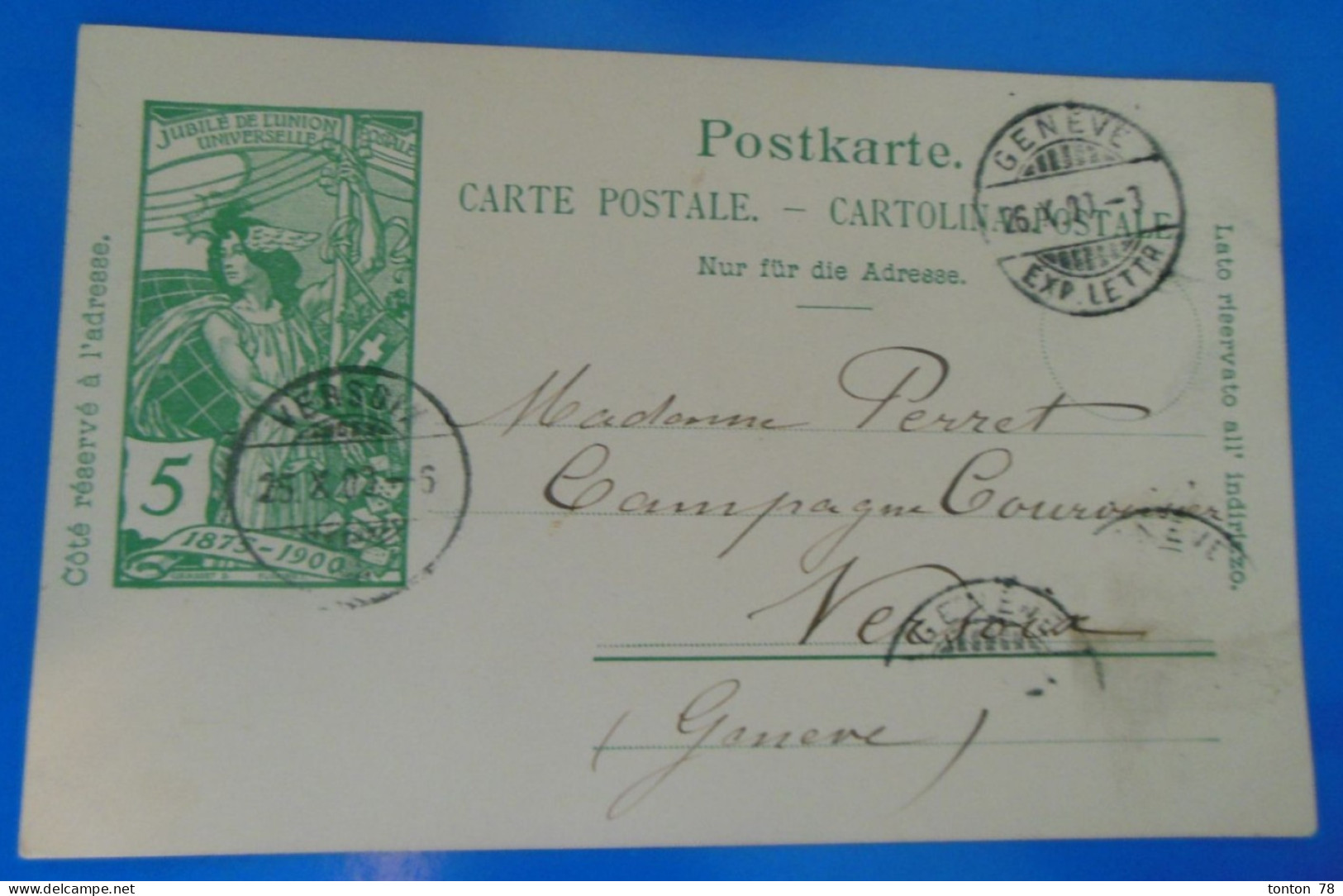 ENTIER POSTAL SUR CARTE  -  JUBILE DE L'UNION POSTALE UNIVERSELLE - Entiers Postaux