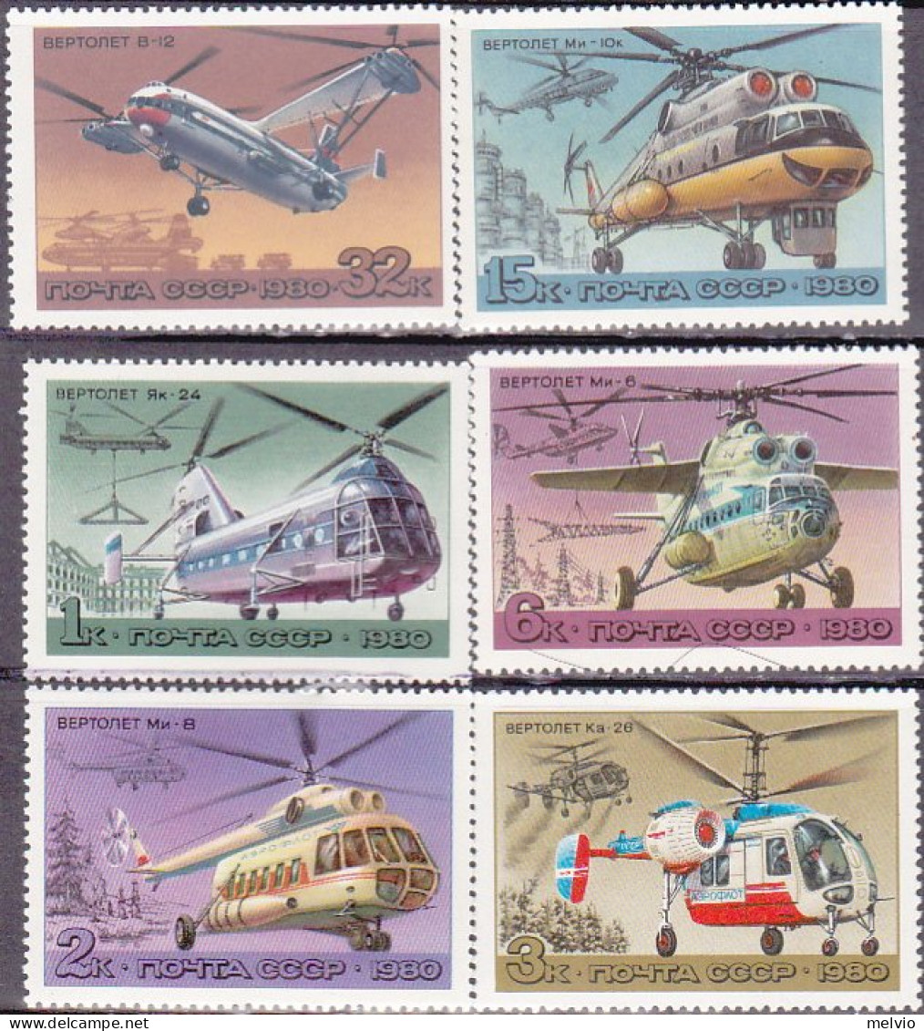 1980-Russia (MNH=**) S.6v."elicotteri"catalogo Euro 5 - Andere & Zonder Classificatie