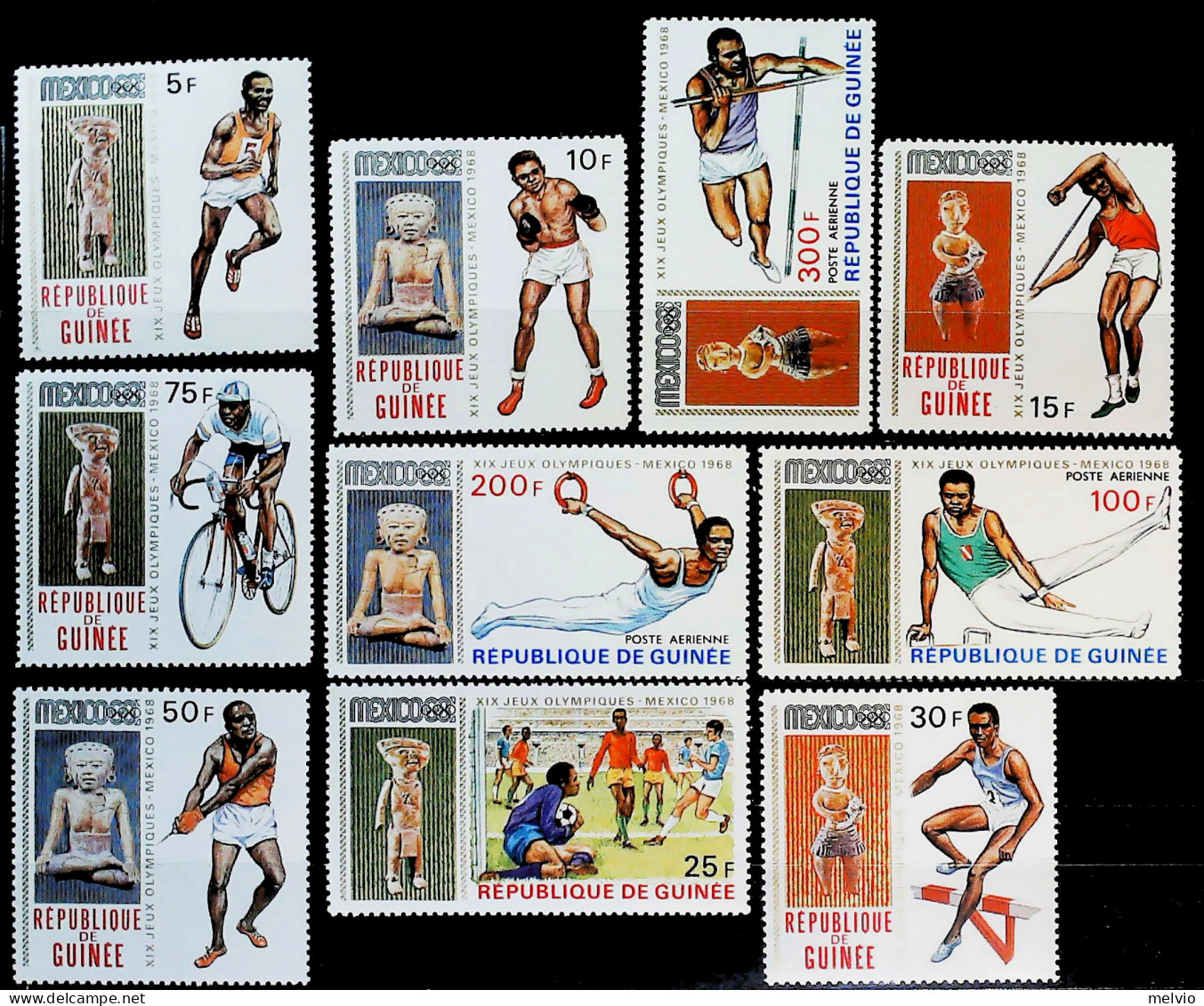 1968-Guinea (MNH=**) S.10v."Olimpiadi Messico1968" - Guinée (1958-...)