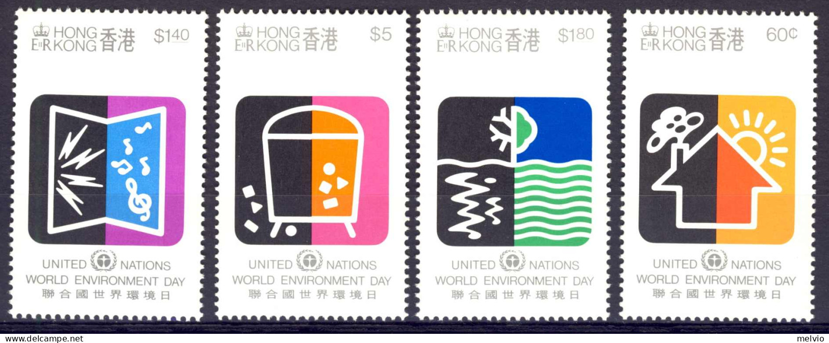 1990-Hong Kong (MNH=**) S.4v."World Environment Day" - Ungebraucht