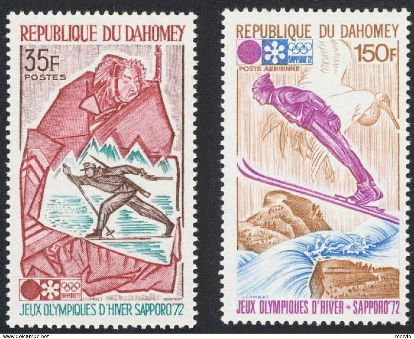 1972-Dahomey (MNH=**) S.2v."Giochi Olimpici Invernali A Sapporo" Cat.Yvert 2013  - Bénin – Dahomey (1960-...)