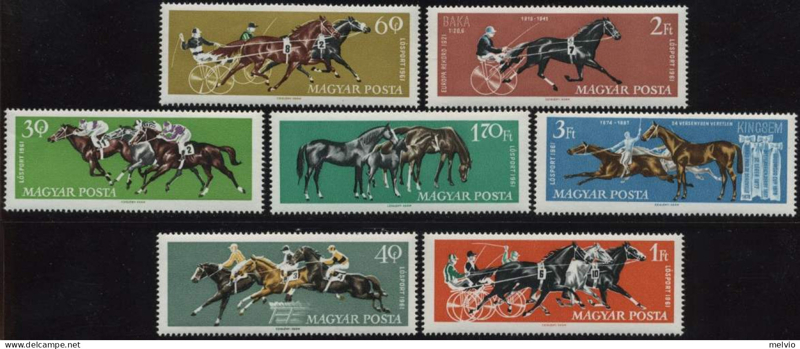 1961-Ungheria (MNH=**) S.7v."sport Equestri"cat.Yvert Euro 7 - Sonstige & Ohne Zuordnung