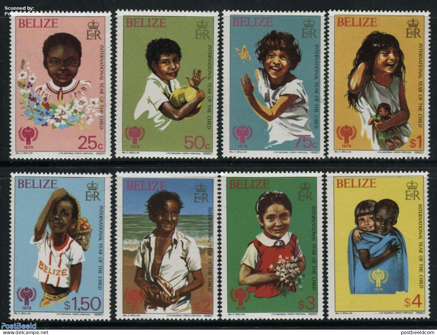 Belize/British Honduras 1980 Int. Year Of The Child 8v, Mint NH, Nature - Various - Butterflies - Year Of The Child 1979 - British Honduras (...-1970)