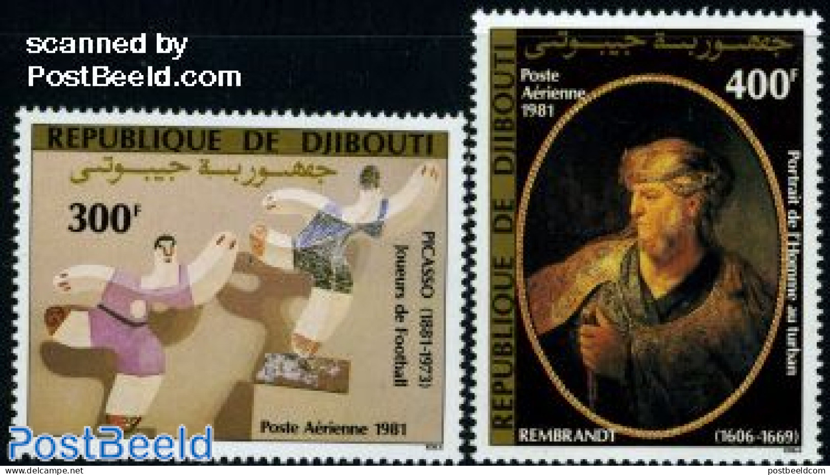 Djibouti 1981 Picasso/Rembrandt 2v, Mint NH, Sport - Football - Art - Pablo Picasso - Rembrandt - Dschibuti (1977-...)