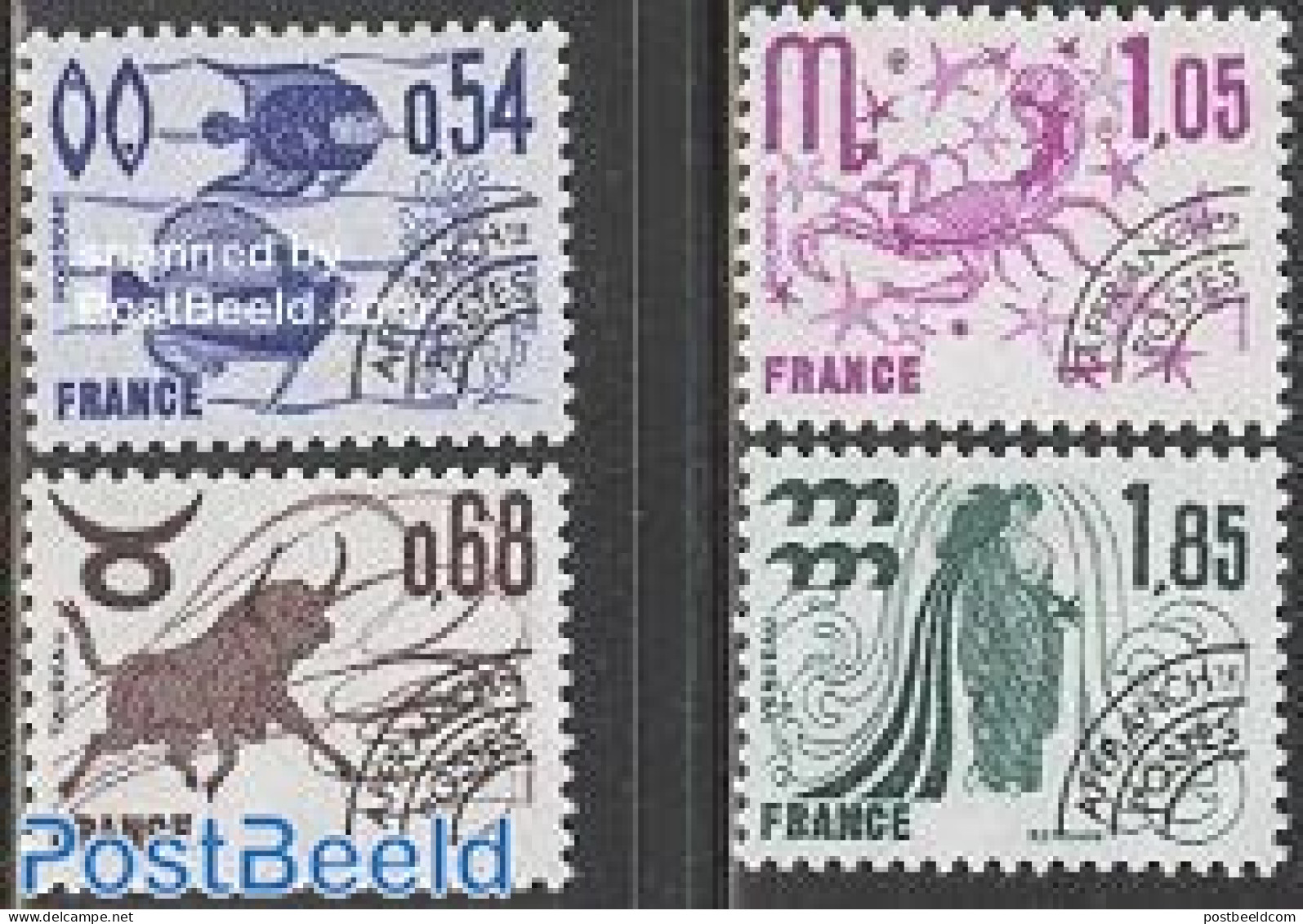 France 1977 Precancels, Astrology 4v, Mint NH, Nature - Science - Fish - Neufs