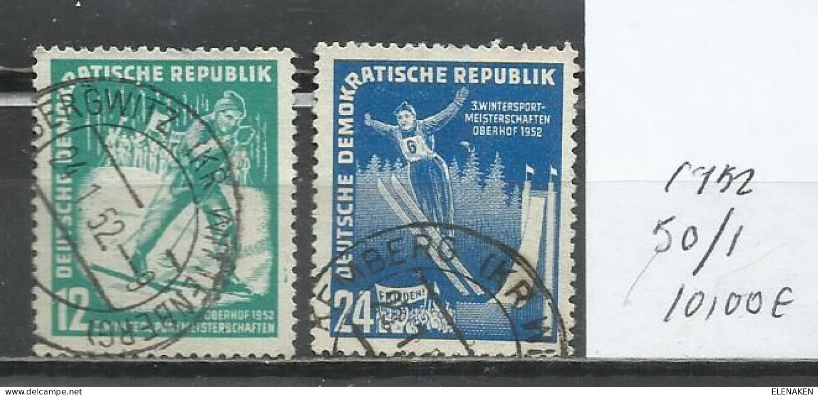 7565A-SERIE COMPLETA ALEMANIA DEMOCRATICA DDR  1952 Nº 50/51 DEPORTES INVIERNO 10,00€ - Gebruikt