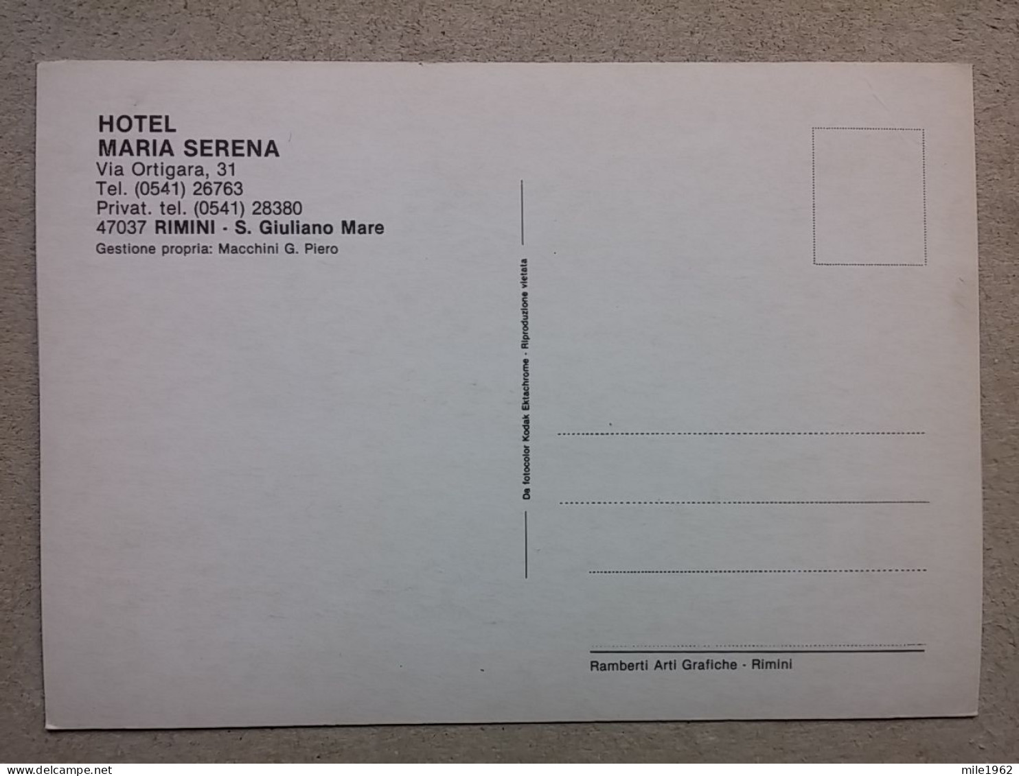 KOV 421-90 - ITALIA, ITALY, RIMINI HOTEL MARIA SERENA - Otros & Sin Clasificación