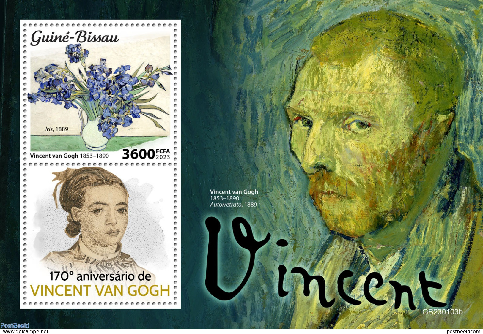 Guinea Bissau 2023 Vincent Van Gogh, Mint NH, Nature - Flowers & Plants - Art - Paintings - Vincent Van Gogh - Guinea-Bissau